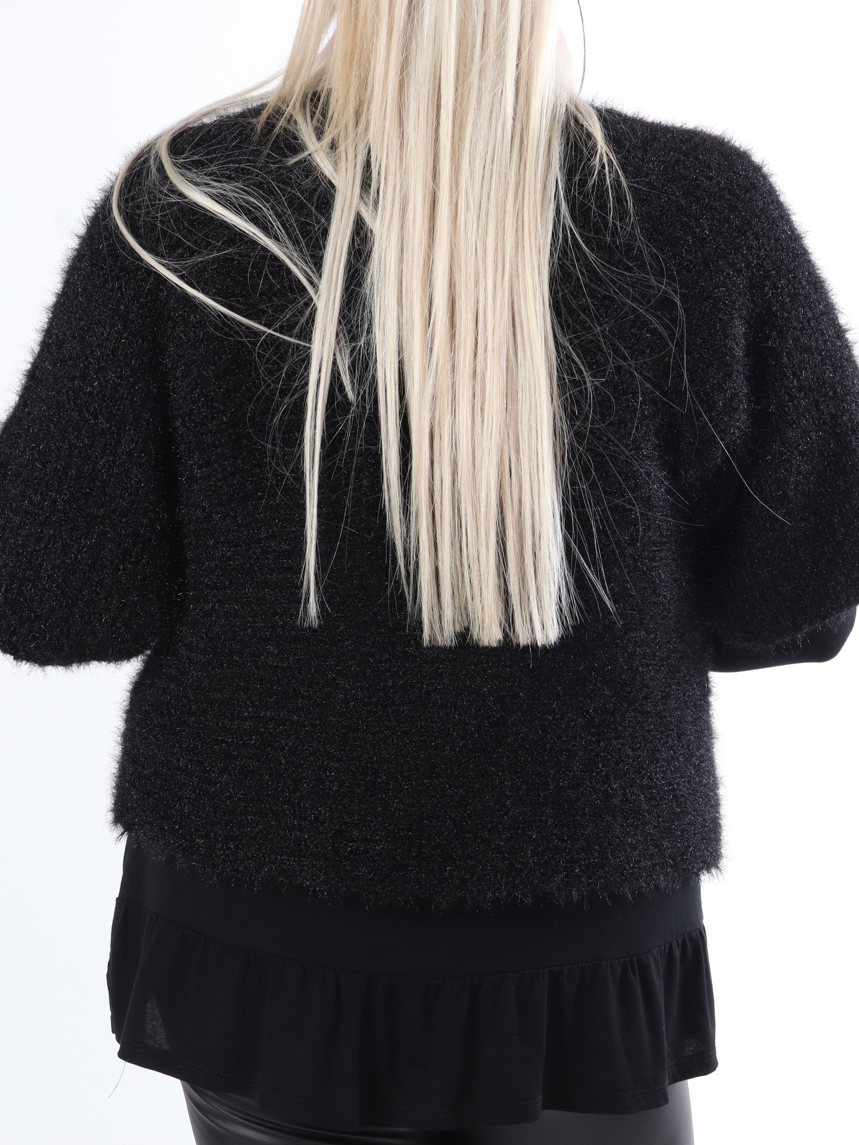 Franca - Söt fluffig plus size bolero i stickad form - Camel